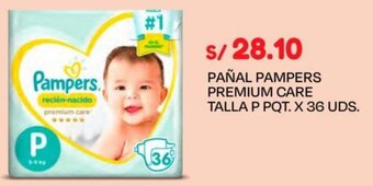 Wong PAÑAL PAMPERS PREMIUM CARE TALLA P PQT. X 36 UDS. oferta