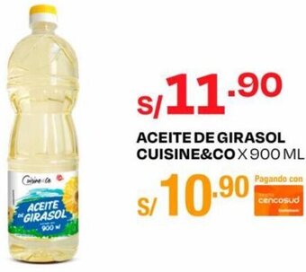 Wong ACEITE DE GIRASOL CUISINE&CO X 900 ML oferta
