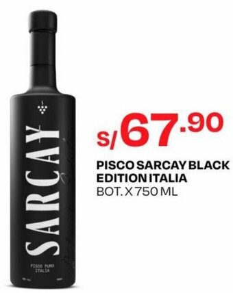 Wong PISCO SARCAY BLACK EDITION ITALIA BOT.X 750 ML oferta