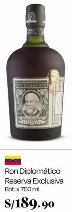 Wong Ron Diplomático Reserva Exclusiva Bot. x 750 ml oferta