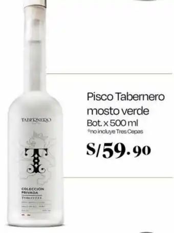 Wong Pisco Tabernero mosto verde Bot. x 500 ml oferta