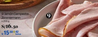 Wong Jamón Campestre Zimmermann x 200 g oferta