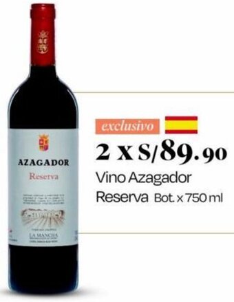 Wong Vino Azagador Reserva Bot. x 750 ml oferta