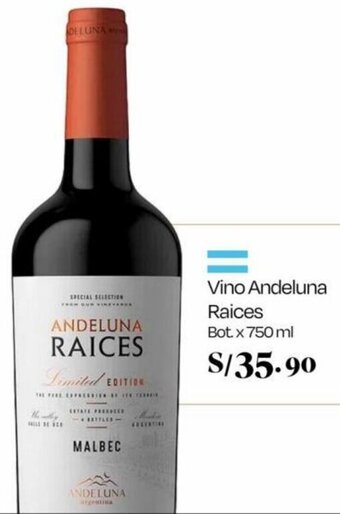 Wong Vino Andeluna Raices Bot. x 750 ml oferta