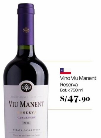 Wong Vino Viu Manent Reserva Bot. x 750 ml oferta