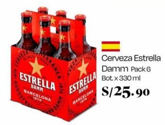 Wong Cerveza Estrella Damm Pack 6 Bot. x 330 ml oferta