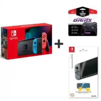 Phantom Nintendo switch consola (joy-con rojo/azul neón) - ver. batería extendida + kontrolfreek grips + protector de pantalla a esco oferta