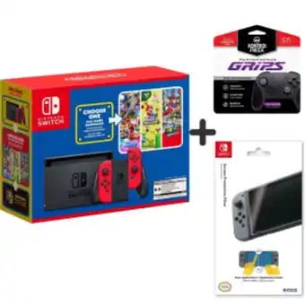 Phantom Nintendo switch consola (joy-con rojos) – edición mario day + 1 juego a escoger + kontrolfreek grips + protector de pantalla oferta