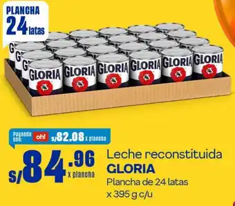 Makro Leche reconstituida GLORIA Plancha de 24 latas x 395 g c/u oferta