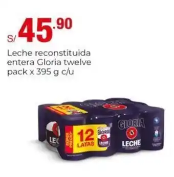 Metro Leche reconstituida entera Gloria twelve pack x 395 g c/u oferta
