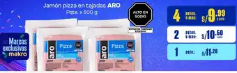 Makro Jamón pizza en tajadas ARO 4 Pqte. x 500 g oferta