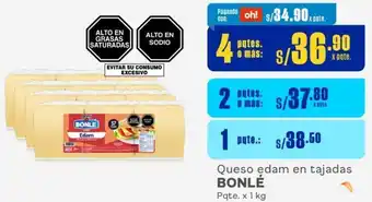 Makro Queso edam en tajadas BONLÉ 4Pqtes. x 1 kg oferta