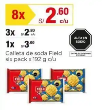Metro Galleta de soda Field six pack x 192 g. x 8 oferta