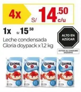 Metro Leche condensada Gloria doypack x 1.2 kg x 4 oferta