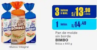 Makro Pan de molde sin borde BIMBO 3 Bolsas x 650 g oferta