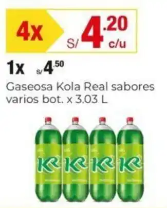 Metro Gaseosa Kola Real sabores varios bot. x 3.03 L x 4 oferta