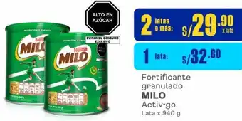 Makro Fortificante granulado MILO Activ-go 2 Latas x 940 g oferta
