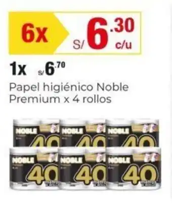 Papel higiénico Noble Premium x 4 rollos x 6