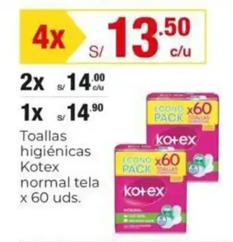 Metro Toallas higiénicas Kotex normal tela x 60 uds. x 4 oferta