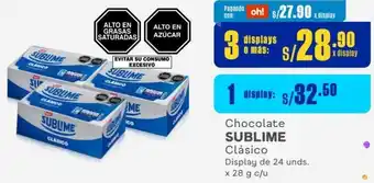 Makro Chocolate SUBLIME Clásico 3 Displays de 24 unds. x 28 g c/u oferta