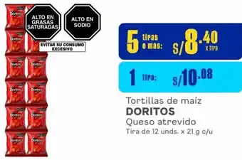 Makro Tortillas de maíz DORITOS Queso atrevido 5 Tiras de 12 unds. x 21 g c/u oferta