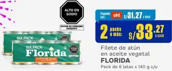 Makro Filete de atún en aceite vegetal FLORIDA 2 Packs de 6 latas x 140 g c/u oferta
