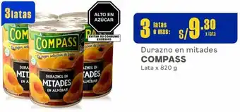Makro Durazno en mitades COMPASS 3 Latas x 820 g oferta