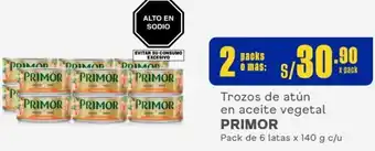 Makro Trozos de atún en aceite vegetal PRIMOR 2 Packs de 6 latas x 140 g c/u oferta