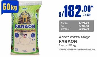 Makro Arroz extra añejo FARAON Saco x 50 kg oferta