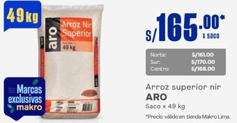 Makro Arroz superior nir ARO Saco x 49 kg oferta