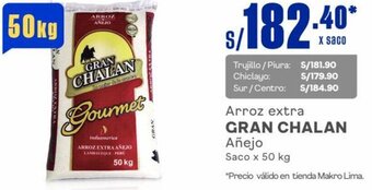 Makro Arroz extra GRAN CHALAN Añejo Saco x 50 kg oferta