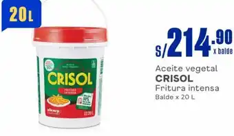 Makro Aceite vegetal CRISOL Fritura intensa Balde x 20 L oferta