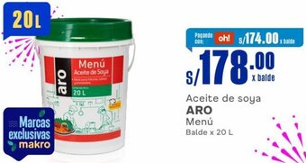 Makro Aceite de soya ARO Menú Balde x 20 L oferta