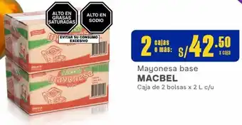 Makro Mayonesa base MACBEL 2 Cajas de 2 bolsas x 2 L c/u oferta