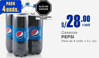 Makro Gaseosa PEPSI Pack de 4 unds. x 3 L c/u oferta