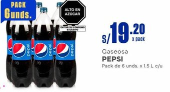 Makro Gaseosa PEPSI Pack de 6 unds. x 1.5 L c/u oferta