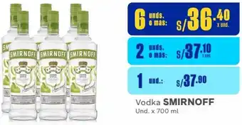 Makro Vodka SMIRNOFF 6 Unds. x 700 ml oferta