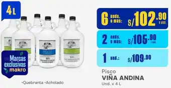 Makro Pisco Pisco 6 Unds. x 4 L oferta