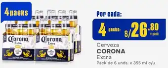 Makro Cerveza CORONA Extra 4 Packs de 6 unds. x 355 ml c/u oferta