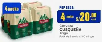 Makro Cerveza CUSQUEÑA Trigo 4 Packs de 6 unds. x 310 ml c/u oferta