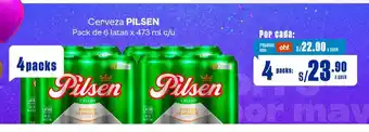 Makro Cerveza PILSEN 4 Packs de 6 latas x 473 ml c/u oferta