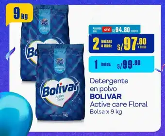 Makro Detergente en polvo BOLIVAR Active care Floral Bolsa x 9 kg x 2 bolsas o mas oferta