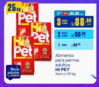 Makro Alimento para perros adultos HI PET Saco x 25 kg x 3 sacos o mas oferta