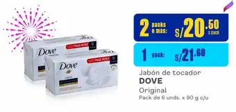 Makro Jabón de tocador DOVE Original Pack de 6 unds. x 90 g c/u x 2 packs o mas oferta