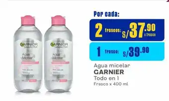 Makro Agua micelar GARNIER Todo en 1 Frasco x 400 ml x 2 frascos oferta