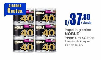 Makro Papel higiénico NOBLE Premium 40 mts Plancha de 6 pqtes. de 4 unds. c/u oferta