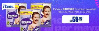 Makro Pañales BABYSEC Premium packetón Tallas: XG/XXG | Pqte. de 72 unds. oferta