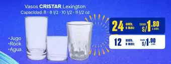 Makro Vasos CRISTAR Lexington Capacidad: 8-8 1/2-10 1/2-11 1/2 oz x 12 unds. o mas oferta