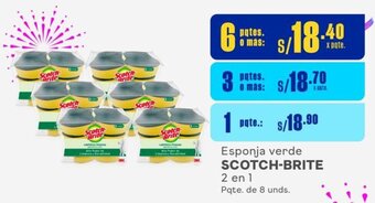 Makro Esponja verde SCOTCH-BRITE 2 en 1 Pqte. de 8 unds. oferta