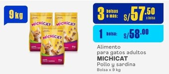 Makro Alimento para gatos adultos MICHICAT Pollo y sardina Bolsa x 9 kg oferta
